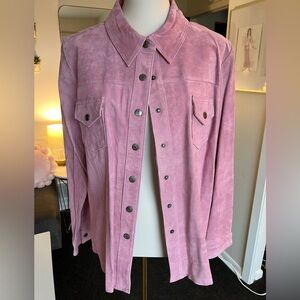 Denim&Co Pink Suede Utility Jacket
